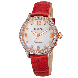 August Steiner AS8188RD - Ladies Quartz Watch with Diamond Dial Markers