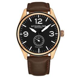 Stuhrling Original Mens Aviator Watch Black Dial M15558