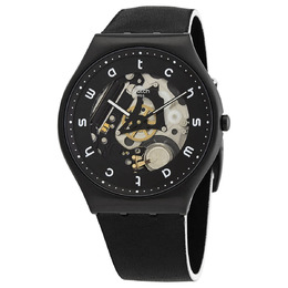 Swatch White Side Quartz Black Skeleton Dial Mens Watch ss07b101