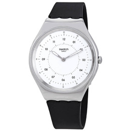 Swatch Skinnoiriron White Dial Black Rubber Unisex Watch syxs100