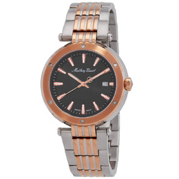 Art. H912RN Mathey-Tissot Neptune Quartz Mens Watch Black Dial Silver-tone Stainless Steel with Rose Gold Bracelet