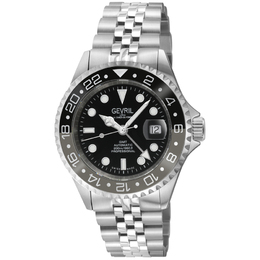 Gevril Wall Street GMT Automatic Black Dial Mens Watch 4958b