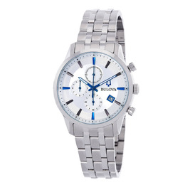 Bulova Sutton Chronograph Quartz Silver Dial Mens Watch 96b404