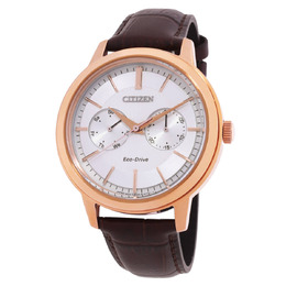 Citizen Mens Watch BU4032-11A - Rose Gold Stainless Steel Case, Brown Leather Strap, Analog Dial With Day Display