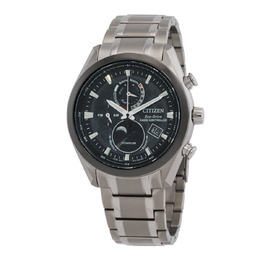 Citizen Eco-Drive Moon Phase Black Dial Mens Watch by1018-80e