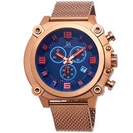 Joshua & Sons Chronograph Blue Dial Rose Gold-tone Mens Watch js58rg
