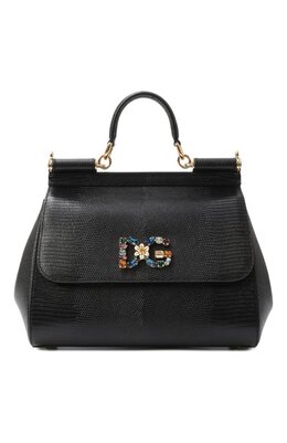 Dolce&Gabbana: Чёрная сумка  Sicily Large