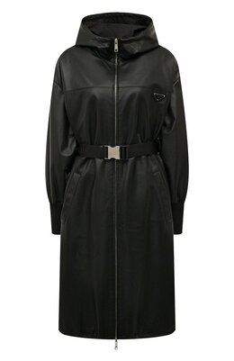 Prada: Кожаное пальто 