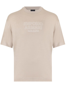 Emporio Armani: Бежевая футболка 