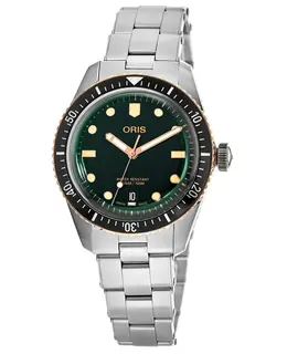Oris 733 7707 4357-07 Men's Sports Watch Divers Sixty-Five Green Dial Stainless Steel Automatic