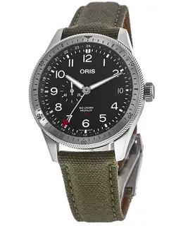 Oris Big Crown ProPilot Timer GMT Black Dial Green Fabric Strap Men's Watch - Model Number: 0174877564064-07322