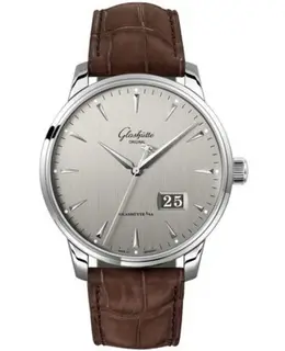 Glashuette Original Senator Excellence Panorama Date Silver Dial Brown Leather Strap Men's Watch 1-36-03-03-02-31