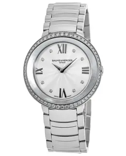 Baume & Mercier Promesse 34mm Silver Dial Diamond Steel Women's Watch 10199