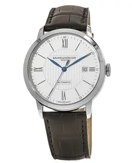 Baume & Mercier Classima Automatic Silver Dial Brown Leather Strap Men's Watch 10214 m0a10214