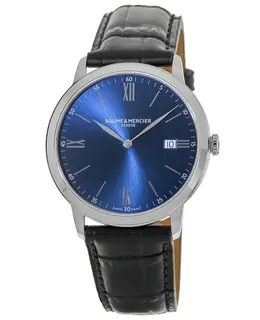Baume & Mercier Classima Quartz Blue Dial Leather Strap Men's Watch 10324