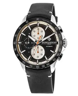 Baume & Mercier Clifton Club Automatic Chronograph Black Dial Leather Strap Men's Watch 10434