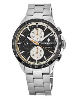 Baume & Mercier Clifton Club Automatic Chronograph Black Dial Steel Men's Watch 10435