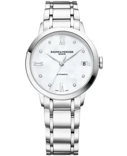 Baume & Mercier Classima Automatic Mother of Pearl Diamond Dial Steel Women's Watch 10496