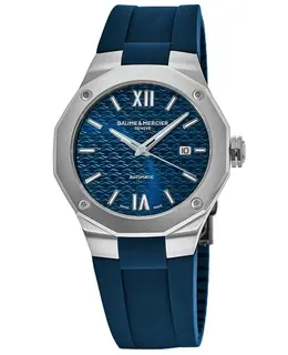Baume & Mercier Riviera Automatic Blue Dial Rubber Strap Men's Watch 10619