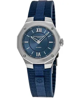 Baume & Mercier Riviera Blue Dial Rubber Strap Women's Watch 10689 m0a10689