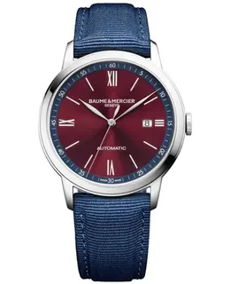 Baume & Mercier Classima Automatic Burgundy Dial Canvas Strap Men's Watch 10694