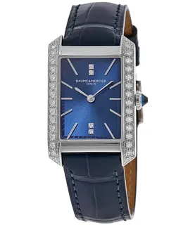 Baume & Mercier Hampton Quartz Blue Dial Diamond Leather Strap Women's Watch 10709 m0a10709