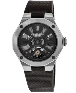 Baume & Mercier Riviera Black Skeleton Dial Rubber Strap Men's Watch 10721