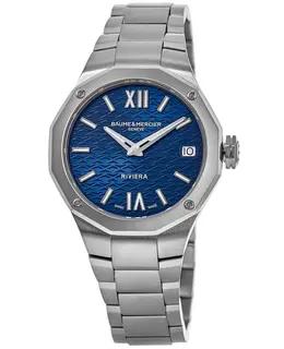 Baume & Mercier Riviera 33mm Blue Dial Steel Women's Watch 10727