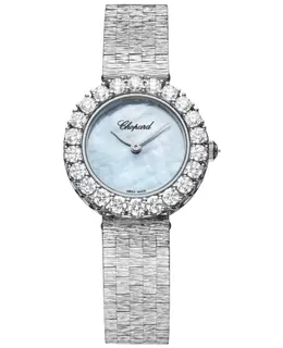Chopard L'Heure Du Diamant Model 10a178-1314 Round Small Manual Winding Blue Mother of Pearl Dial Diamond Bezel Women's Watch
