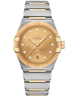 Omega Constellation Co-Axial Master Chronometer Champagne Diamond Dial Yellow Gold and Stainless Steel Men's Watch 131.20.39.20.58.001 131.20.39.20.58