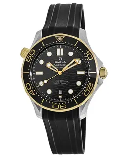 Omega Seamaster Diver 300M Yellow Gold & Steel Rubber Strap Men's Watch 210.22.42.20.01.001