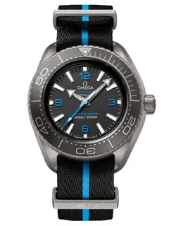 Omega Seamaster Planet Ocean 6000M Co-Axial Master Chronometer 45.5 mm Automatic Black Dial Titanium Fabric Strap Men's Watch 215.92.46.21.01.001 215.