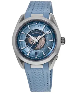 Omega Seamaster Aqua Terra 150M Worldtimer Summer Blue Dial Rubber Strap Men's Watch 220.12.43.22.03.002
