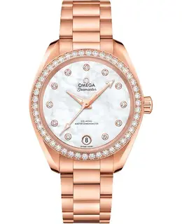 Brand New Authentic Omega Seamaster Aqua Terra 220.55.34.20.55.001 Women's Watch - Rose Gold Mother of Pearl Diamond Dial