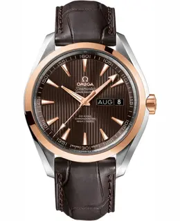 Authentic Omega Seamaster Aqua Terra 231.23.43.22.06.002 (O23123432206002) Men's Automatic Chronometer Annual Calendar with Brown Dial, Rose Gold & Brown Alligator Strap