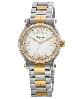Chopard Happy Sport Model 278590-6004 White Dial Diamond Rose Gold and Steel Women's Watch