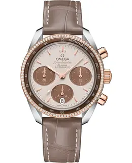 Omega Speedmaster Co-Axial Chronograph 38mm Diamond Steel And Rose Gold Brown Leather Unisex Watch 324.28.38.50.02.002