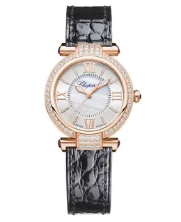 Chopard Imperiale Automatic 384319-5007 Mother of Pearl Dial Diamond Rose Gold Leather Strap Women's Watch
