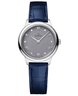 Omega De Ville Prestige Quartz 27.5mm Lavender Diamond Dial Leather Strap Women's Watch 434.13.28.60.53.001