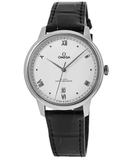 Omega De Ville Prestige Co-Axial Master Chronometer 40mm Silver Dial Leather Strap Men's Watch 434.13.40.20.02.001
