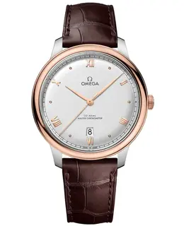 Omega De Ville Prestige Co-Axial Master Chronometer 40mm Silver Dial Leather Strap Men's Watch 434.23.40.20.02.001