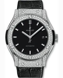 Hublot Classic Fusion Automatic Black Diamond Dial Black Leather Men's Watch 511.nx.1171.lr.1704