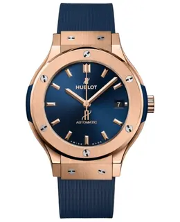 Hublot Classic Fusion 38mm King 18K Rose Gold Automatic Blue Dial Rubber Strap Unisex Watch 565.ox.7180.rx