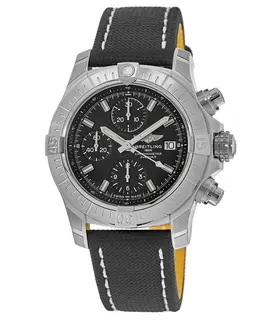 Breitling Avenger Chronograph 43 Black Dial Black Fabric Strap Men's Watch a13385101b1x1