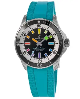 Breitling Superocean Automatic 42 Black Dial Rubber Strap Men's Watch a17375211b2s1