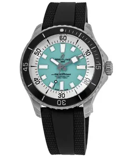 Breitling Superocean Automatic 44 Turquoise Dial Rubber Strap Men's Watch a17376211l2s1
