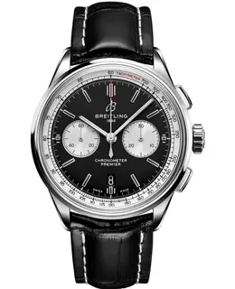 Breitling Premier B01 Chronograph 42 Black Dial Leather Strap Men's Watch ab0118371b1p1