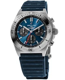 Breitling Chronomat B01 42 Automatic Chronograph Blue Dial Rubber Strap Men's Watch ab0134101c1s1