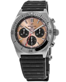 Breitling Chronomat B01 42 Chronograph Salmon Dial Rubber Strap Men's Watch ab0134101k1s1