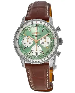 Breitling Navitimer B01 Chronograph 41 Automatic Mint Green Dial Leather Strap Men's Watch ab0139211l1p1